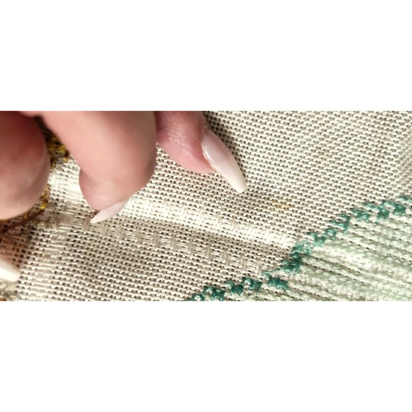 VTG Candamar Designs Finished Baby Afghan Cross Stitch Sleepy Teddy Bear Signed - Picture 12 of 14